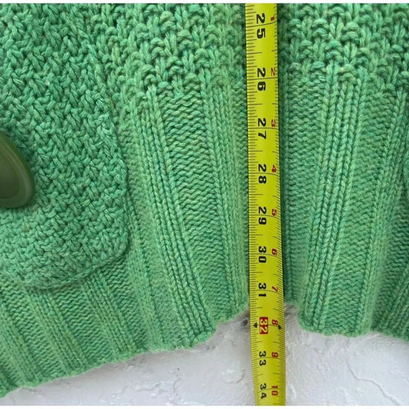 Womens Pullover Sleeveless Crochet Lambswool Sweater Green Sz OS - Picture 4 of 6